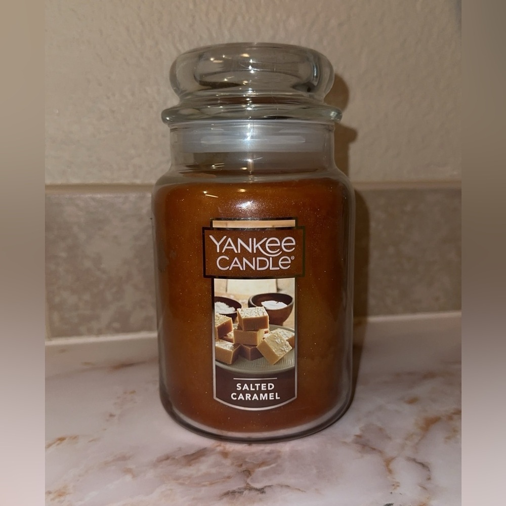 Yankee Candle Salted Caramel Scented Jar - Warm Brown
